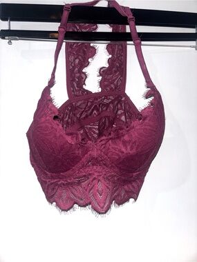 Victoria Secret Pink Lace Halter Bralette in Wine - Women Intimates